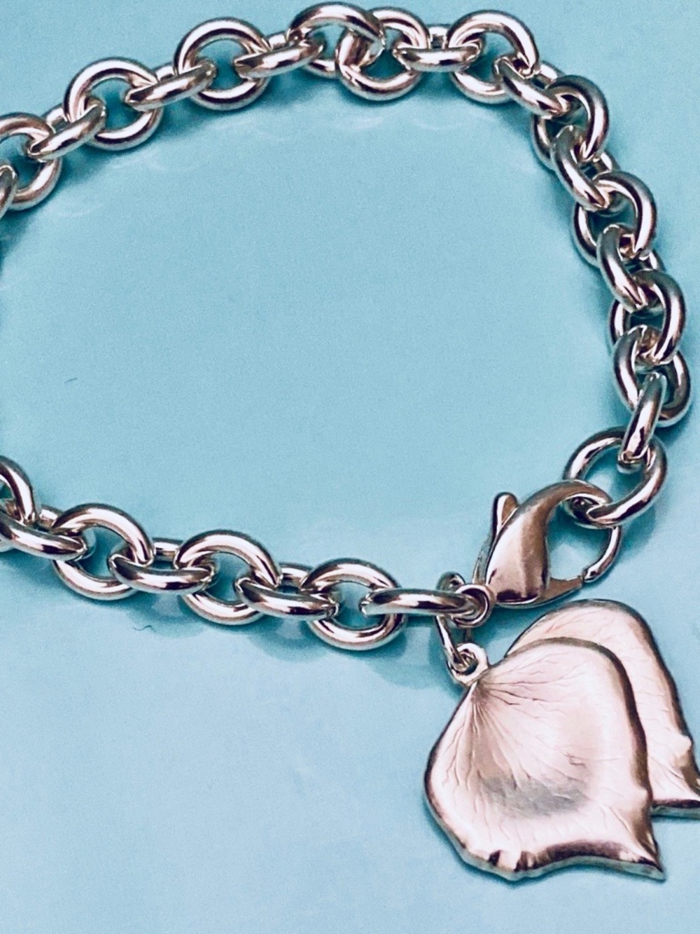Tiffany & Co. Sterling Silver Elite Lancome Leaf Tag Charm Bracelet